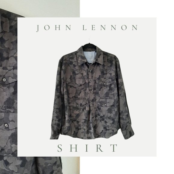 John Lennon Black and Gray Camo Shirt - size M - Picture 3 of 8
